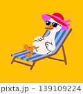Relaxing Goose in Sunglasses and Hat on a Beach Chair 139109224