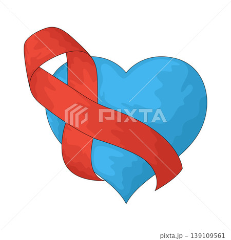 Illustration of Heart with Red Ribbon Illustration of Heart with Red Ribbon 139109561