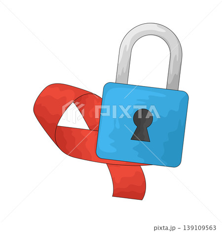 Illustration of Lock with Red Ribbon Illustration of Lock with Red Ribbon 139109563