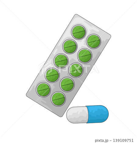 Illustration of Blister strip containing 10 tablets and 1 capsule 139109751