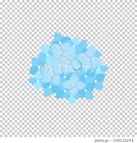 紫陽花の花イラスト 水彩タッチ 葉なし 水色 単体素材 紫陽花の花イラスト 水彩タッチ 葉なし 水色 単体素材 139110254