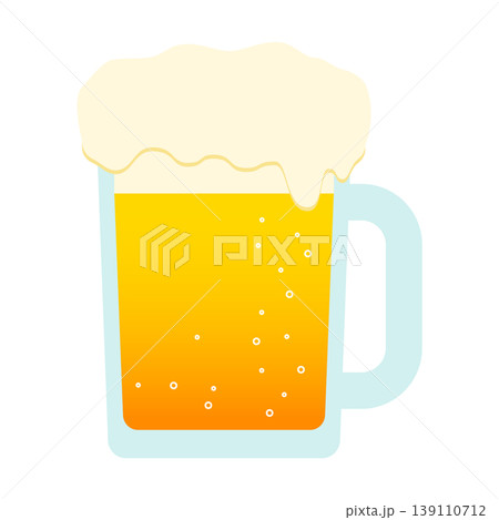 泡がたっぷり乗った冷たいビールのイラスト 泡がたっぷり乗った冷たいビールのイラスト 139110712