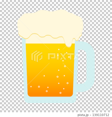 泡がたっぷり乗った冷たいビールのイラスト 泡がたっぷり乗った冷たいビールのイラスト 139110712