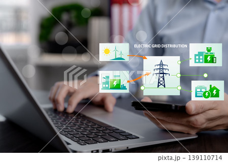 Electric Grid Distribution and Smart Energy Network Concept Electric Grid Distribution and Smart Energy Network Concept 139110714