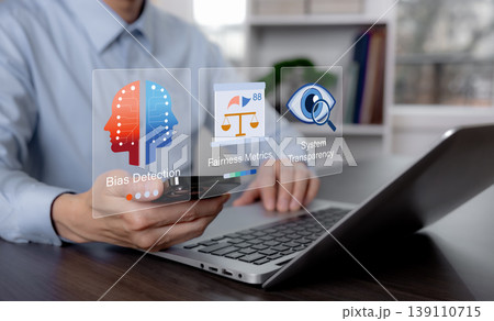 AI Bias Detection Fairness Metrics and System Transparency Concept 139110715
