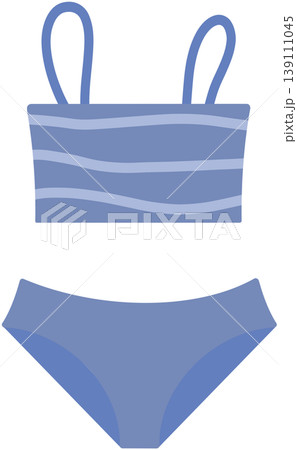 Blue two-piece swimsuit with wave pattern for summer swimming Blue two-piece swimsuit with wave pattern for summer swimming 139111045