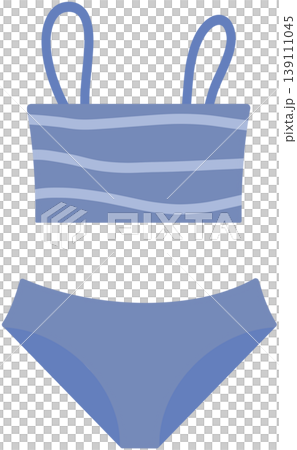Blue two-piece swimsuit with wave pattern for summer swimming 139111045