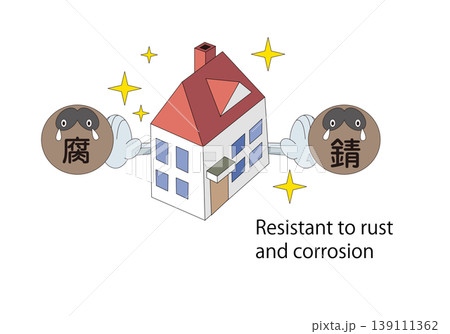 地震や災害に強い安心住宅を表現したアイコン素材 139111362