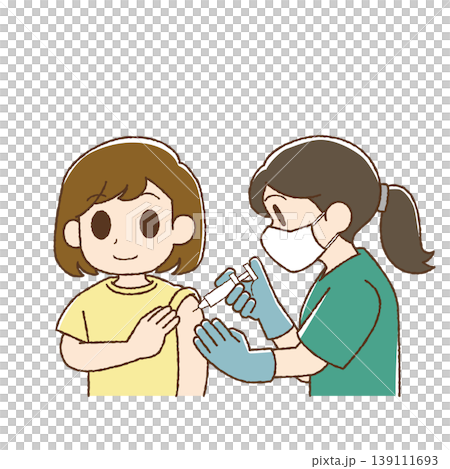 かわいいタッチの女性患者に注射する看護師 かわいいタッチの女性患者に注射する看護師 139111693