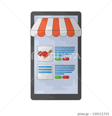 Illustration of Marketplace online shopping fruit and vegetable on smartphone 139111725