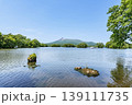 北海道　夏の大沼国定公園　大沼越しに見る北海道駒ヶ岳 139111735