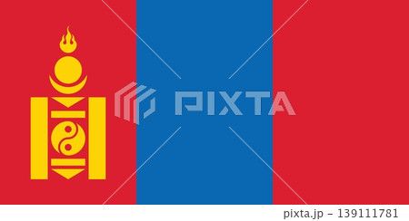 Mongolia flag vector illustration with official colors and proportions, mongolian national flag concept. Mongolia flag vector illustration with official colors and proportions, mongolian national flag concept. 139111781