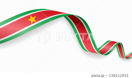 Surinamese flag waving ribbon design for national holidays. Vector illustration. Surinamese flag waving ribbon design for national holidays. Vector illustration. 139112031
