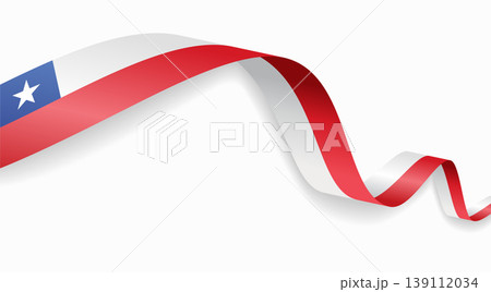 Chilean flag waving ribbon design for national holidays. Vector illustration. 139112034
