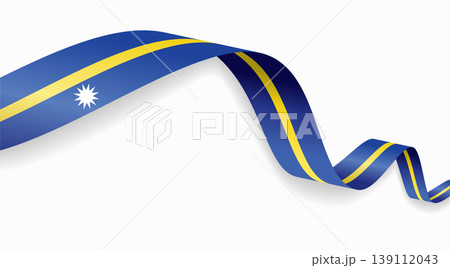 Nauruan flag waving ribbon design for national holidays. Vector illustration. 139112043