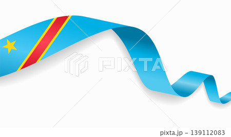 Congolese flag waving ribbon design for national holidays. Vector illustration. 139112083