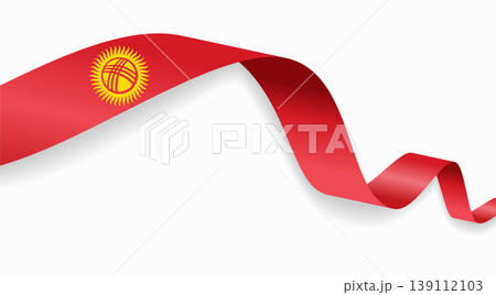 Kyrgyzstani flag waving ribbon design for national holidays. Vector illustration. Kyrgyzstani flag waving ribbon design for national holidays. Vector illustration. 139112103