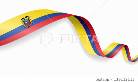 Ecuadorean flag waving ribbon design for national holidays. Vector illustration. 139112113