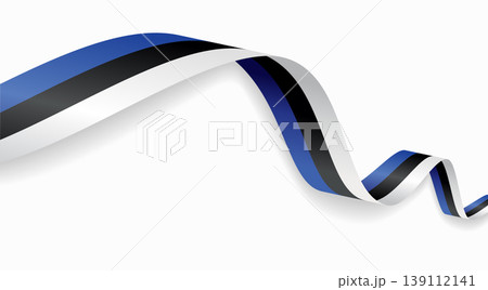Estonian flag waving ribbon design for national holidays. Vector illustration. 139112141
