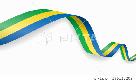 Gabon flag waving ribbon design for national holidays. Vector illustration. 139112208