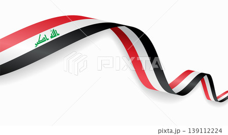Iraqi flag waving ribbon design for national holidays. Vector illustration. Iraqi flag waving ribbon design for national holidays. Vector illustration. 139112224