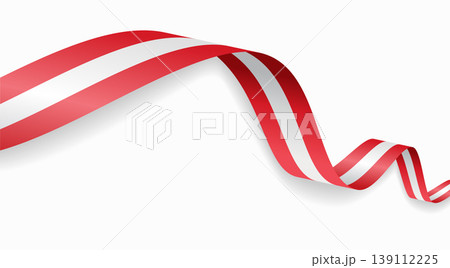 Austrian flag waving ribbon design for national holidays. Vector illustration. 139112225