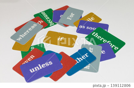 English word cards on white background English word cards on white background 139112806