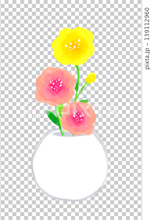 陶器のシンプルな花瓶に生けたかわいい花々 手描き水彩イラスト素材 陶器のシンプルな花瓶に生けたかわいい花々 手描き水彩イラスト素材 139112960