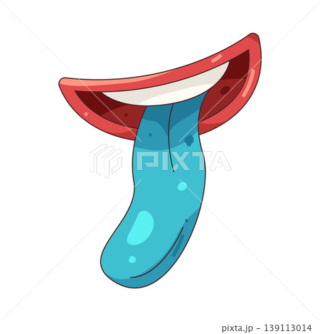 Illustration of mouth with a blue tongue Illustration of mouth with a blue tongue 139113014