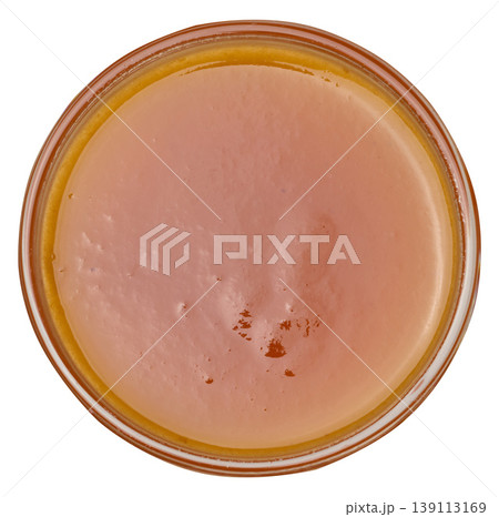 Apricot jam in a glass bowl on isolated background, top view Apricot jam in a glass bowl on isolated background, top view 139113169