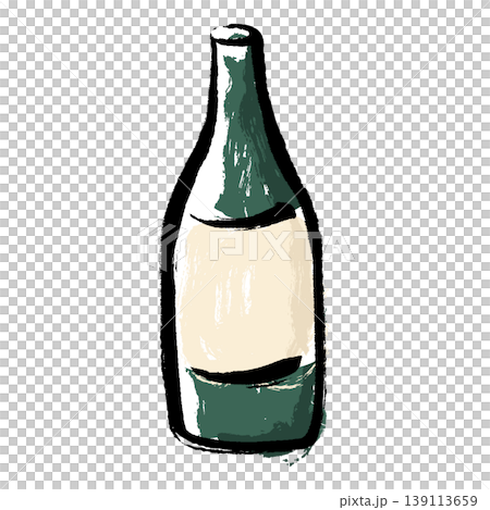筆タッチのワインボトルの手描きイラスト 139113659