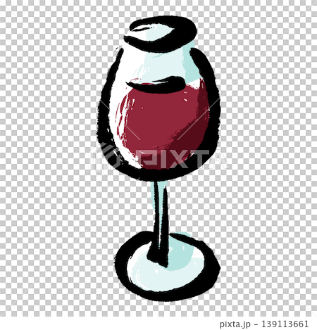 一幅手繪插圖，描繪了酒杯中的葡萄酒，筆觸細膩。 139113661
