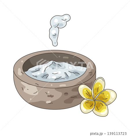 Illustration of Incense smoke with frangipani flower Illustration of Incense smoke with frangipani flower 139113723