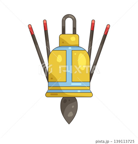 Illustration of bell with incense stick Illustration of bell with incense stick 139113725