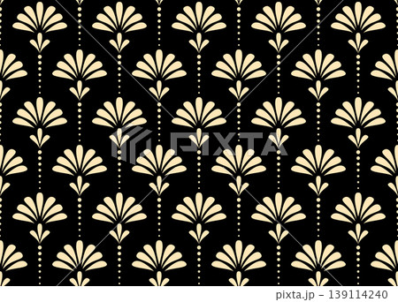 Flower geometric pattern. Seamless vector background. Golden and black ornament 139114240