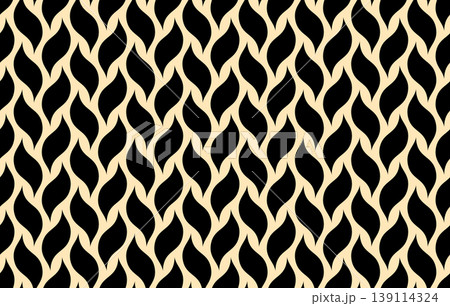 The geometric pattern with wavy lines. Seamless vector background. Golden and black texture. Simple lattice graphic design 139114324