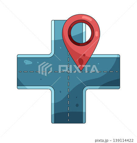 Illustration of Road intersection location Illustration of Road intersection location 139114422