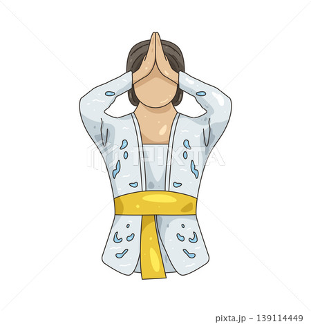 Illustration of Balinese women praying 139114449