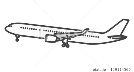 長距離国際線の旅客機 ギアダウン 離陸直後 ・白い機体 シンプルなイラスト 長距離国際線の旅客機 ギアダウン 離陸直後 ・白い機体 シンプルなイラスト 139114560