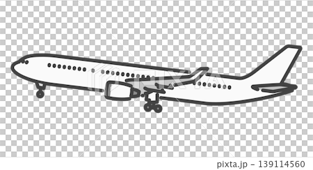 長距離国際線の旅客機 ギアダウン 離陸直後 ・白い機体 シンプルなイラスト 長距離国際線の旅客機 ギアダウン 離陸直後 ・白い機体 シンプルなイラスト 139114560