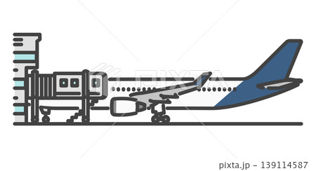 長距離国際線の旅客機 搭乗中 PBB ビジネス向け イラスト素材 139114587