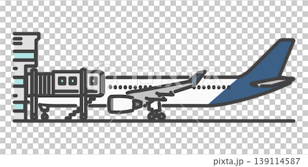 長距離国際線の旅客機 搭乗中 PBB ビジネス向け イラスト素材 139114587