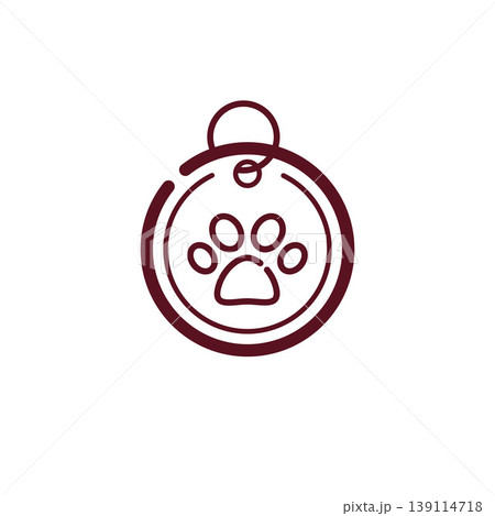 Minimalist pet ID tag vector icon for dog care store and safety 139114718