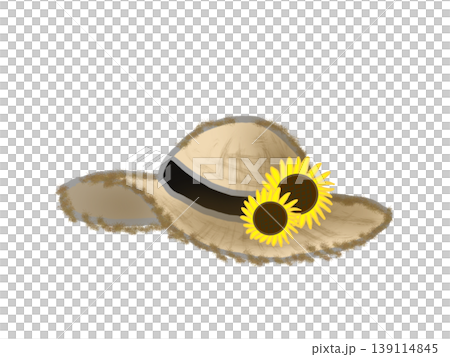 A straw hat decorated with sunflowers A straw hat decorated with sunflowers 139114845