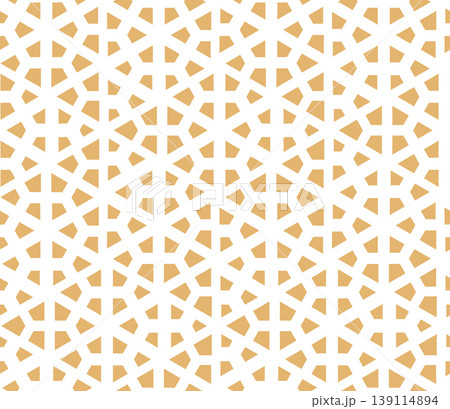 Abstract geometric pattern. A seamless vector background. White and golden ornament. Graphic modern pattern. Simple lattice graphic design Abstract geometric pattern. A seamless vector background. White and golden ornament. Graphic modern pattern. Simple lattice graphic design 139114894