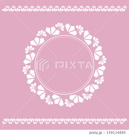Decorative frame Elegant vector element for design in Eastern style, place for text. Floral pink and white frame. Lace illustration for invitations and greeting cards 139114895