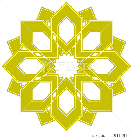 Decorative frame Elegant vector element for design in Eastern style, place for text. Floral yellow and white frame. Lace illustration for invitations and greeting cards 139114912