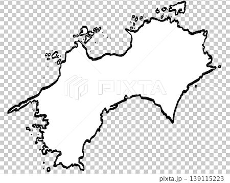 Simple illustration of a map of Shikoku (brushstroke style) Simple illustration of a map of Shikoku (brushstroke style) 139115223