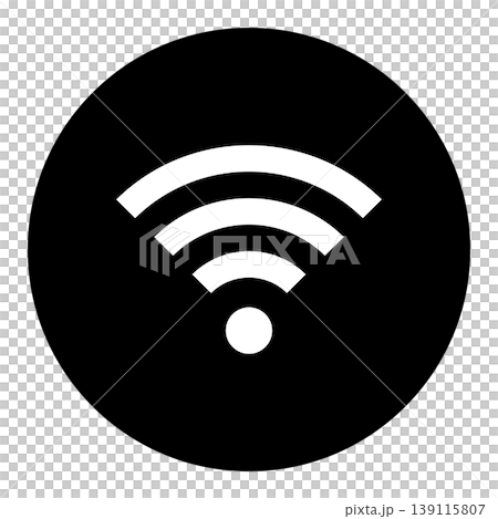 Wi-Fi icon, round, monochrome, simple, vector, transparent, free to use. Wi-Fi icon, round, monochrome, simple, vector, transparent, free to use. 139115807