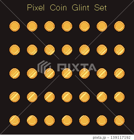 Pixel coin animation frames set with shine Pixel coin animation frames set with shine 139117192